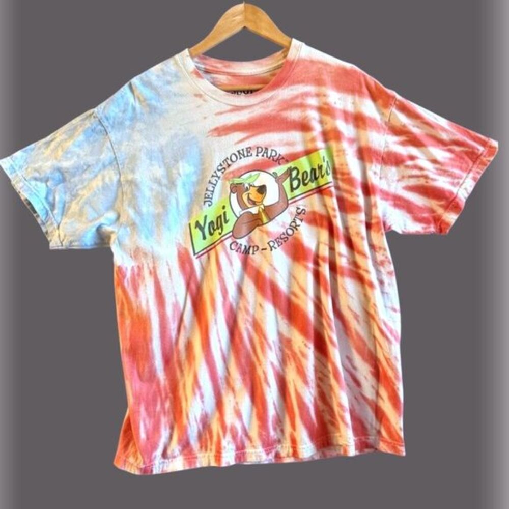 Y2K Yogi Bear Tie Dye T-Shirt XL 90s Nostalgia Retro Festival Fit Camping